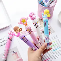 Cat paw 10 цветная шариковая ручка Симпатичные Русалка Единорог Фламинго шариковые ручки для детей подарок материал Эсколар школьные