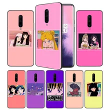 Japanese Anime Aesthetic Friend Soft Black Silicone Case Cover for OnePlus 6 6T 7 Pro 5G Ultra-thin TPU Phone Back Protective