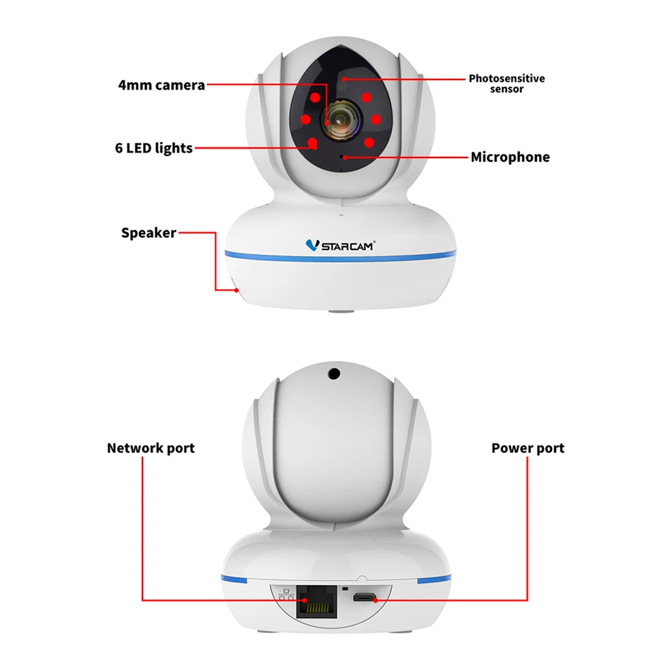 Камера видеонаблюдения Vstarcam C22Q 4 МП 2 4G/5G Wi Fi ИК ночное видение с сигнализацией