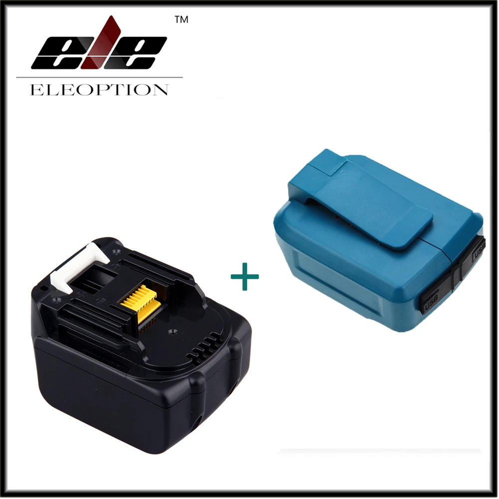 

Eleoption 14.4V 3.0Ah 3000mAh Li-ion Replacement Battery Pack For Makita BL1430 194066-1 194559-8 + Dual USB Charger Adapter