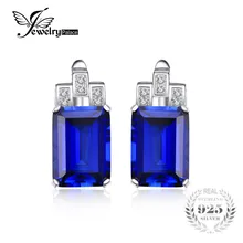 JewelryPalace 11ct Luxury Ocean Blue Sapphire Clip Earrings 925 Sterling Silver Earrings Fine Jewelry Fashion Jewelry for Women