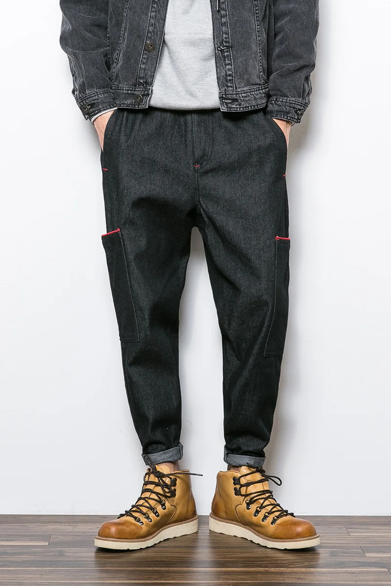 2017 Aman Autu mn new arrival tooling red line large pocket trend street loose jeans
