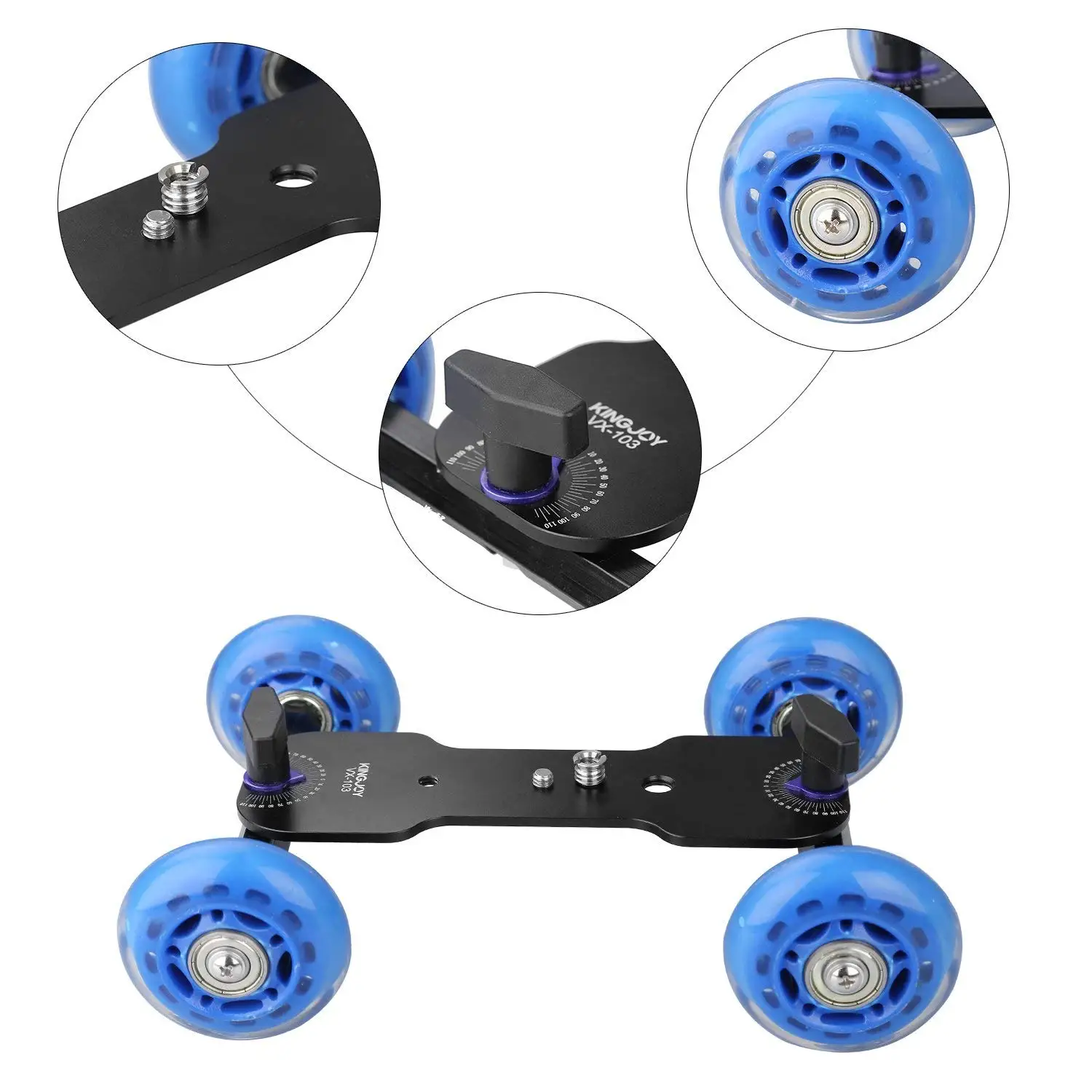 KINGJOY VX-103 Tabletop Mobile Rolling Slider Dolly Car,Skater Video Track Rail for Speedlite DSLR Camera Camcorder Rig KINGJOY VX-103 Tabletop Mobile Rolling Slider Dolly Car,Skater Video Track Rail for Speedlite DSLR Camera Camcorder Rig