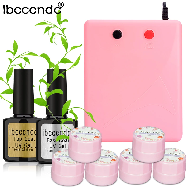 

Nail Art Manicure Set 36W UV Lamp 6pcs Soak Off Fairy Flower Gel Nail Polish Base Gel Top Coat Polish Primer Varnish Gelpolish