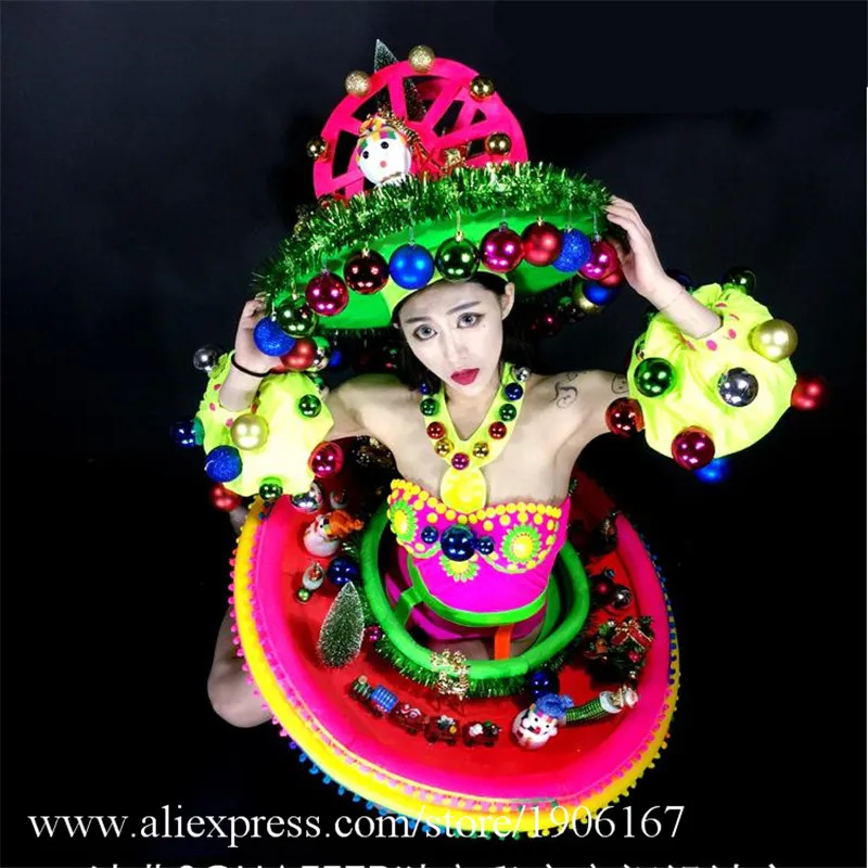 Nightclub DS Christmas colorful fluorescent GOGO Christmas costume dance team atmosphere show costumes05