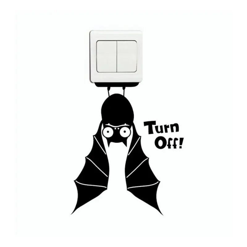 DIY Funny Cute Black Bat Switch Stickers Wall Stickers Home Decoration Bedroom Parlor Decoration Removable Engraving Stickers