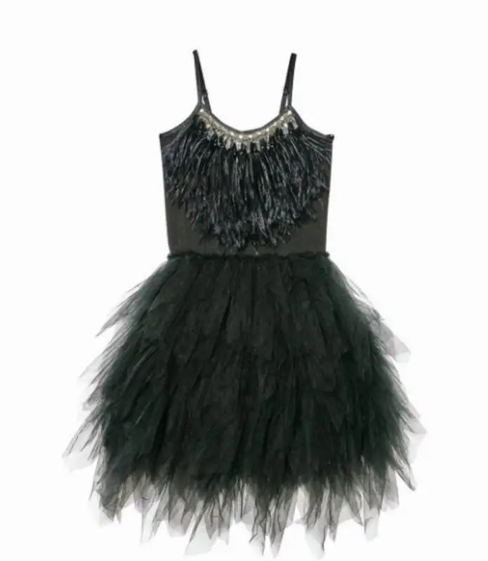 Розничная ; платье для девочек; коллекция года; новое летнее платье принцессы со стразами и перьями; вечерние платья для Свадебного Шоу; детская одежда; E2305 - Цвет: Черный
