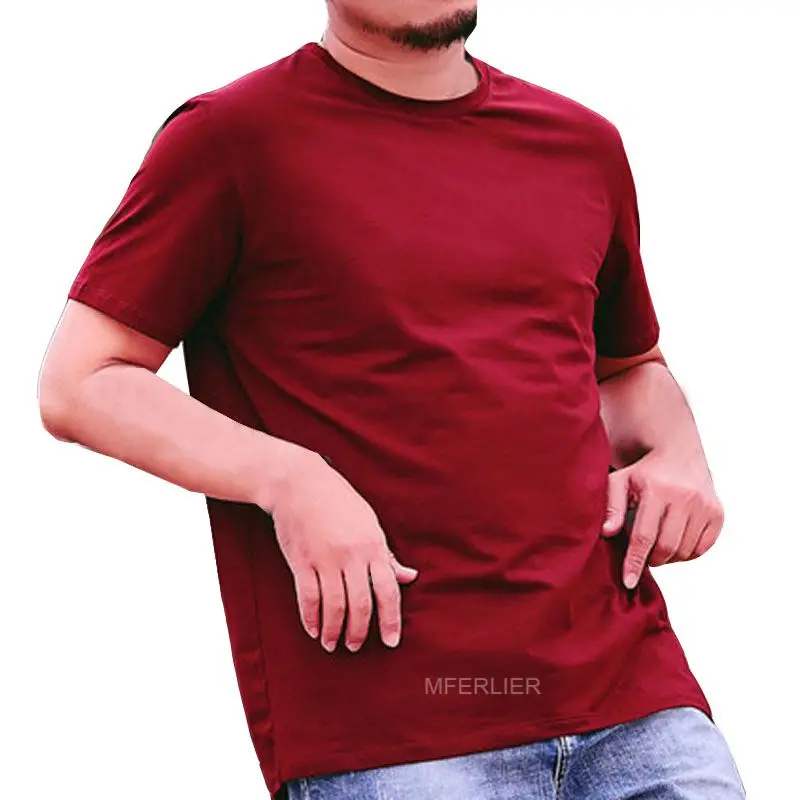 Летняя футболка мужская 5XL 6XL 7XL 8XL Бюст 150 см плюс размер короткий рукав однотонная хлопковая футболка