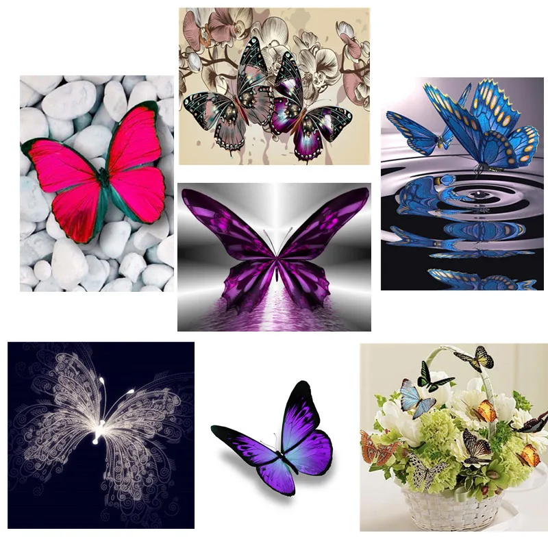 

Butterfly Flower Diamond Embroidery 5D Diy Diamond Painting Cross Stitch Kits Round Drill Pattern Picture Home Decor Gift