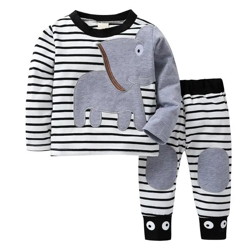 

Newborn Baby Cute Elephant 2pcs Long Sleeve Clothes Set Tops Soft Pants