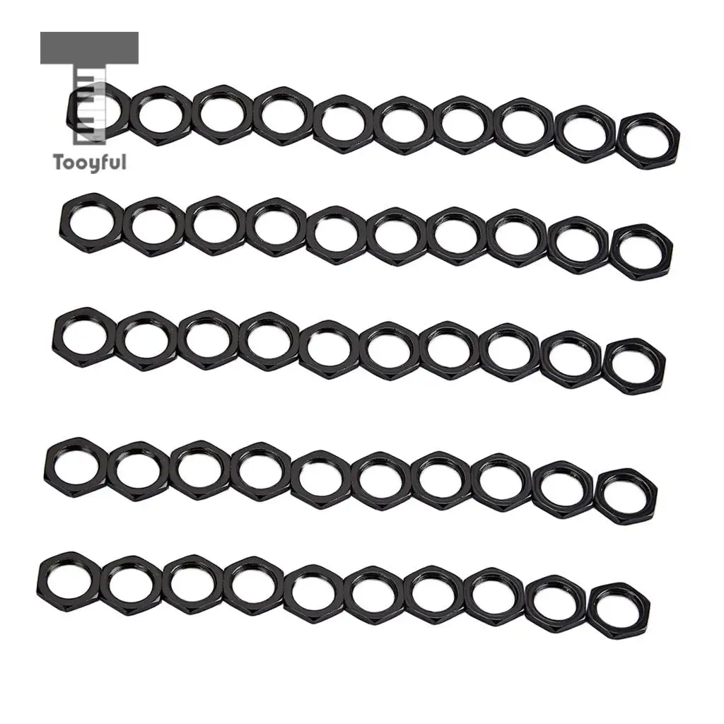 Tooyful 50 Pack Guitar Bass Jack Socket Nut Thin Nut for Guitar Parts Accessories 8mm Diameter