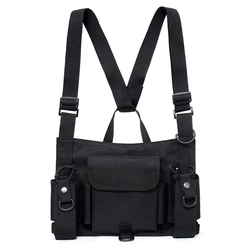 

Men Chest Rig Bag Tactical Shoulder Bags Hip Hop Streetwear Men Functional Waist Packs Adjustable Pockets Wearable Waistcoat