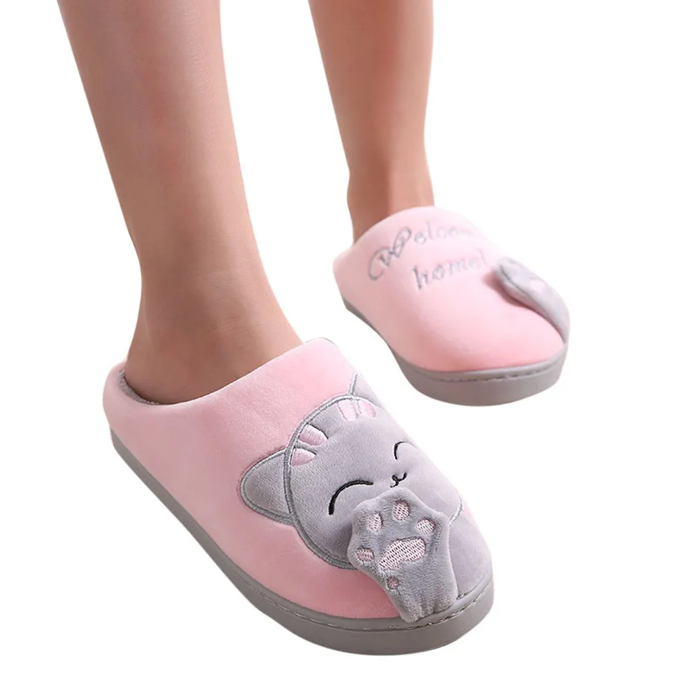 

Women sleepers shoes Winter Home Slippers Cartoon Cat Non-slip Warm Indoors Bedroom Floor Shoes badslippers