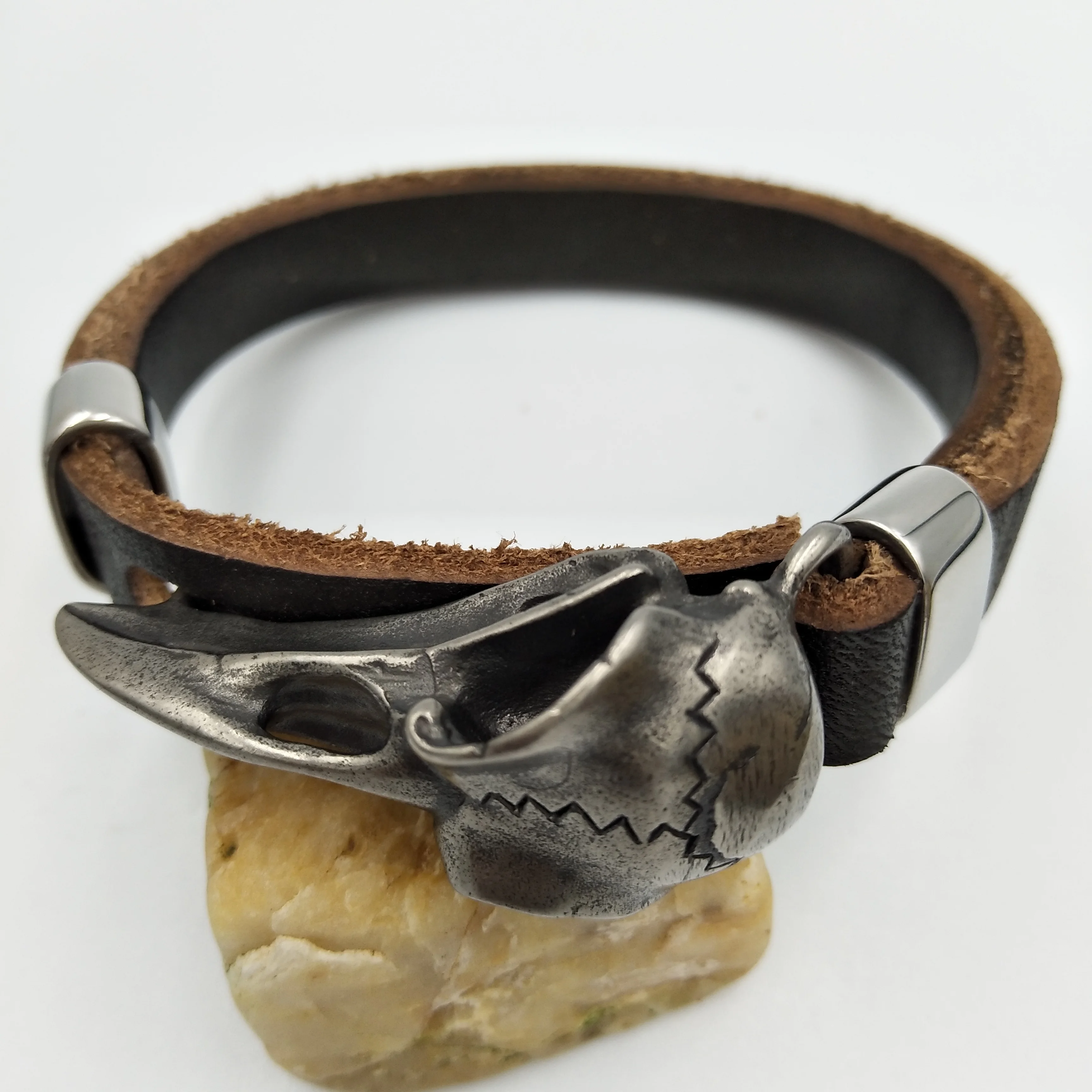 Viking Odin Raven Stainless Steel Leather Bracelet Vikings Accessories Vikingos Bangle Adj bangle bracelet stainless steel bracelet leather bracelets