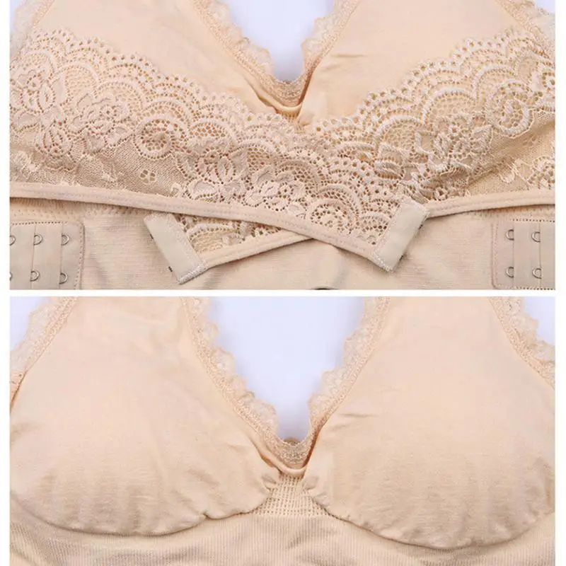 Women Bra Underwear Push Up Gather Sexy Lace Brassiere Casual Seamless Anti-sagging Cross Racerback Size M L XL