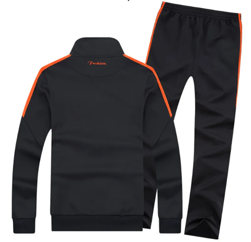 2017 New Sporting Suit Men Autumn Long Sleeve Fashion Sportswear Casual Hoodies+Pant 2 Piece Set Letter Striped Tracksuit1
