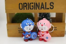 New Doraemon Figure Cartoon Movie Captain America Sheild Keychain Light up Sound Novelty font b Toys
