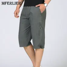 MFERLIER для мужчин Шорты Большие размеры 4XL 5XL 6XL однотонный комплект с эластичной резинкой на талии, мужские рубашки, 4 вида цветов