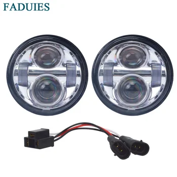 

FADUIES Motorcycle Dyna Fat Bob Dual Headlamp, 4.65" Double LED Headlights H4 High Low Beam for Fat Bob Headlamp