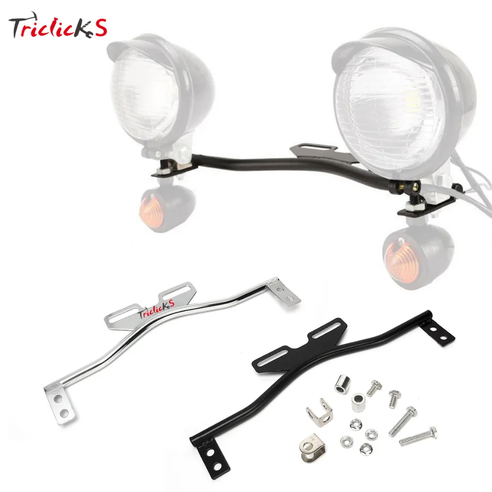 Triclicks Chrome Black Headlight Mounting Brackets Motorcycle Driving
