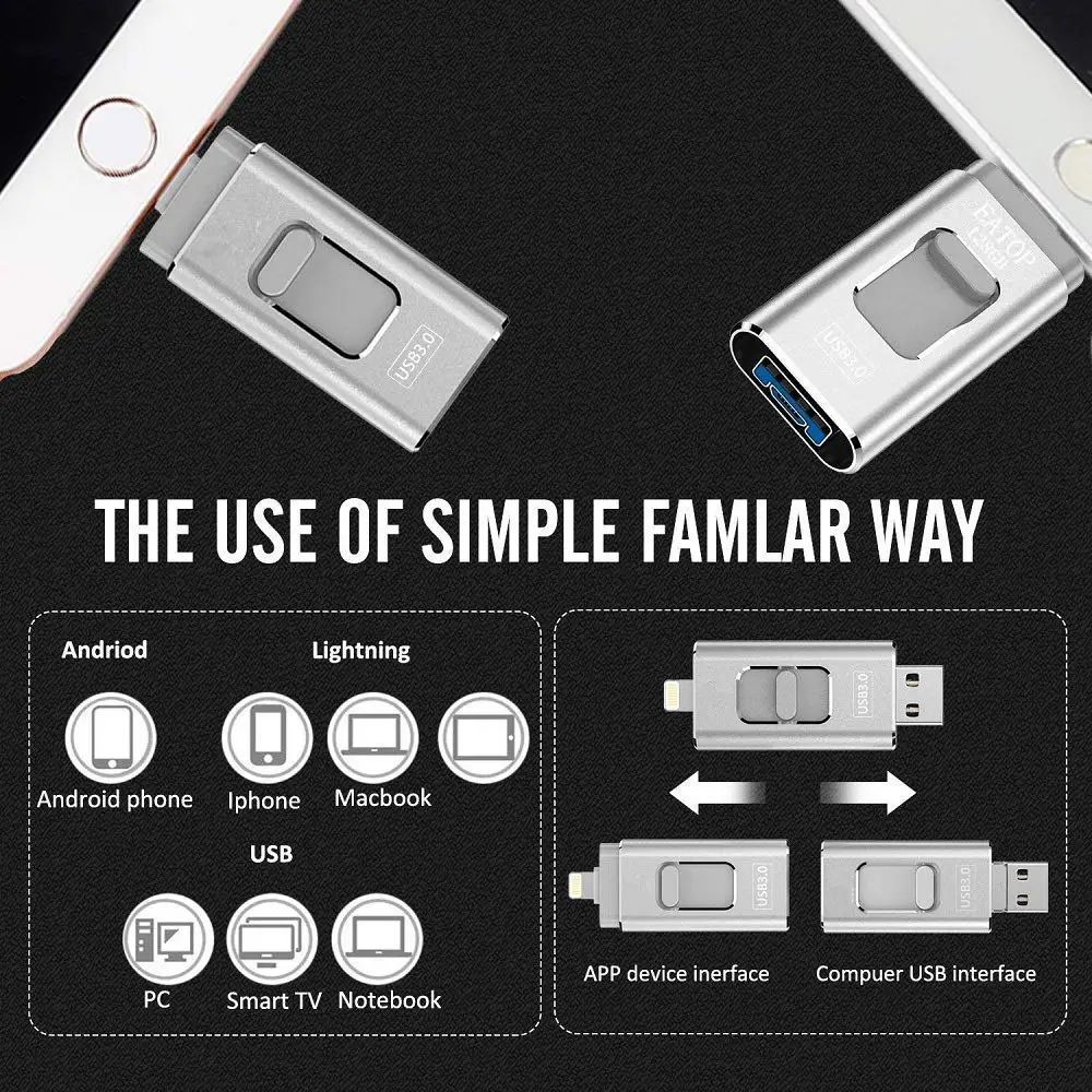 3 в 1 USB флеш-накопители для iPhone/Android 16G 32 GB 64 GB 128 GB USB флешка портативный флэш-накопитель Usb 3,0 внешний флэш-накопитель карта памяти