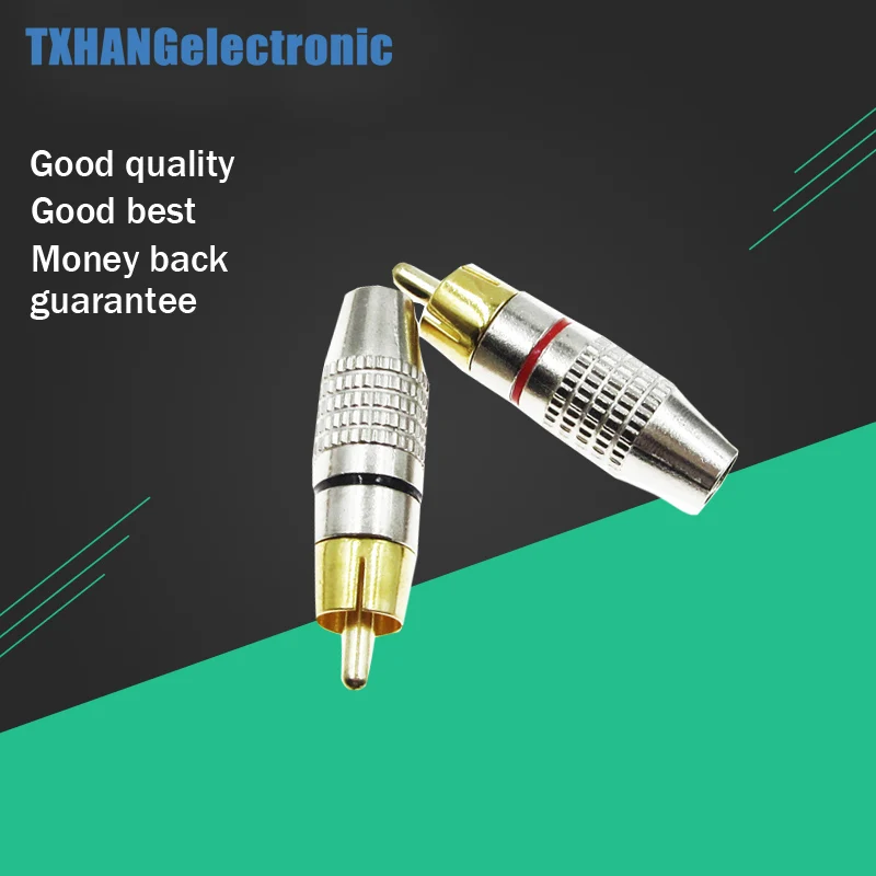 

2 x RCA Male Plug Non Solder Audio Video Locking Connector