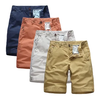 

2019 Mens 100% Cotton Shorts Fashion loose Male Shorts solid Zipper with Fly Outdoors Homme five pence Short Pants 5.10