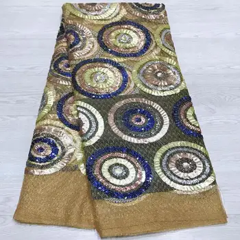 

New arrival African Lace Fabric 2019 High Quality french tulle lace fabrics With Sequins Lace Fabric For Woman dress HY002