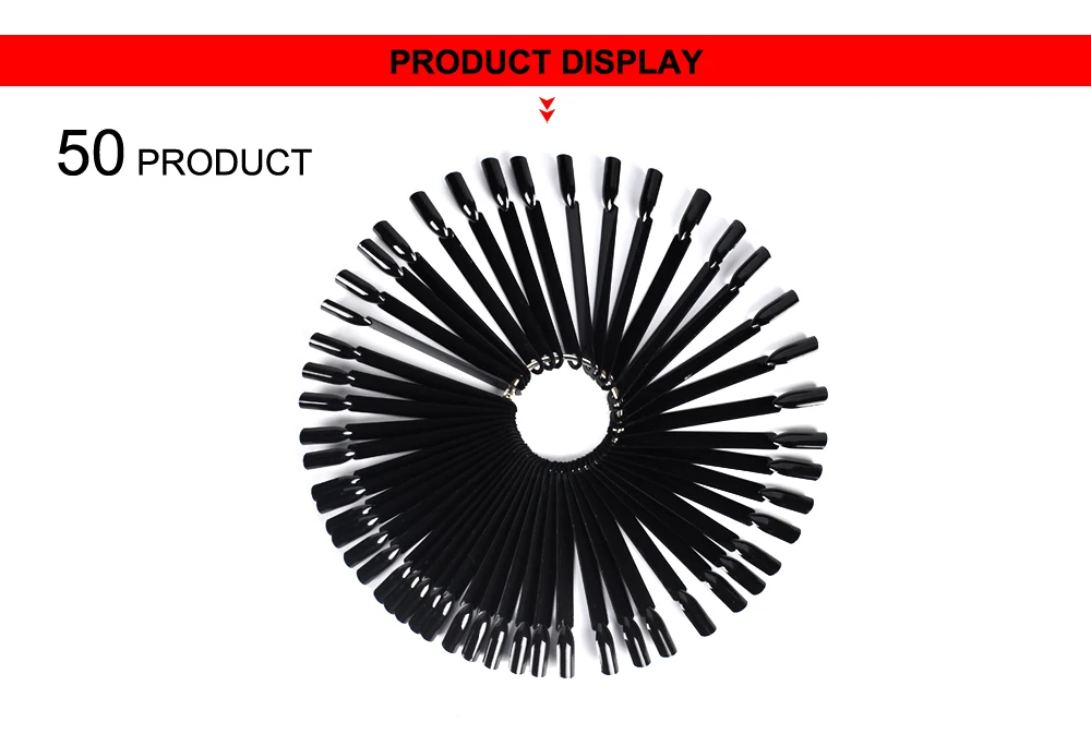 50 палочек новый Pro Черный Накладные дизайн ногтей цветной диаграммы палочки для ногтей польский дисплей Складная Практика Вентилятор
