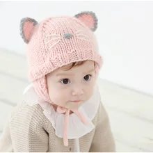 Fashion New Lovely Cute Baby Boy girl beanie Infant Striped Cotton Cap Cat Baby hat newborn
