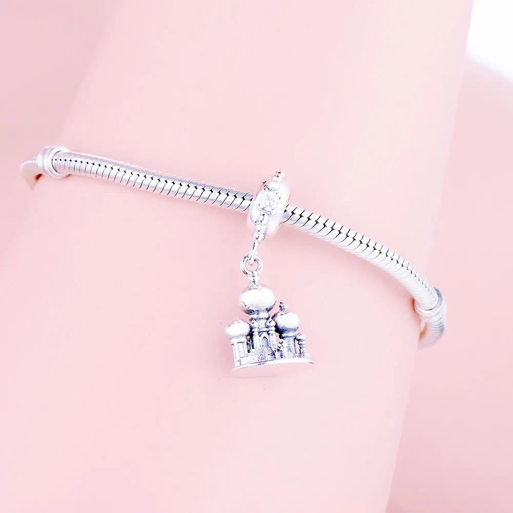 Fit Original Pandora Charm Bracelet 925 Sterling Silver Aladdin Agrabah Castle Hanging Charm Beads For Women DIY Jewelry Gift Fit Original Pandora Charm Bracelet 925 Sterling Silver Aladdin Agrabah Castle Hanging Charm Beads For Women DIY Jewelry Gift