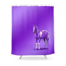 Фиолетовая капельная влажная краска лошадь душевая занавеска в комплекте для ванной Шторка для ванной с нескользящим напольным ковриком