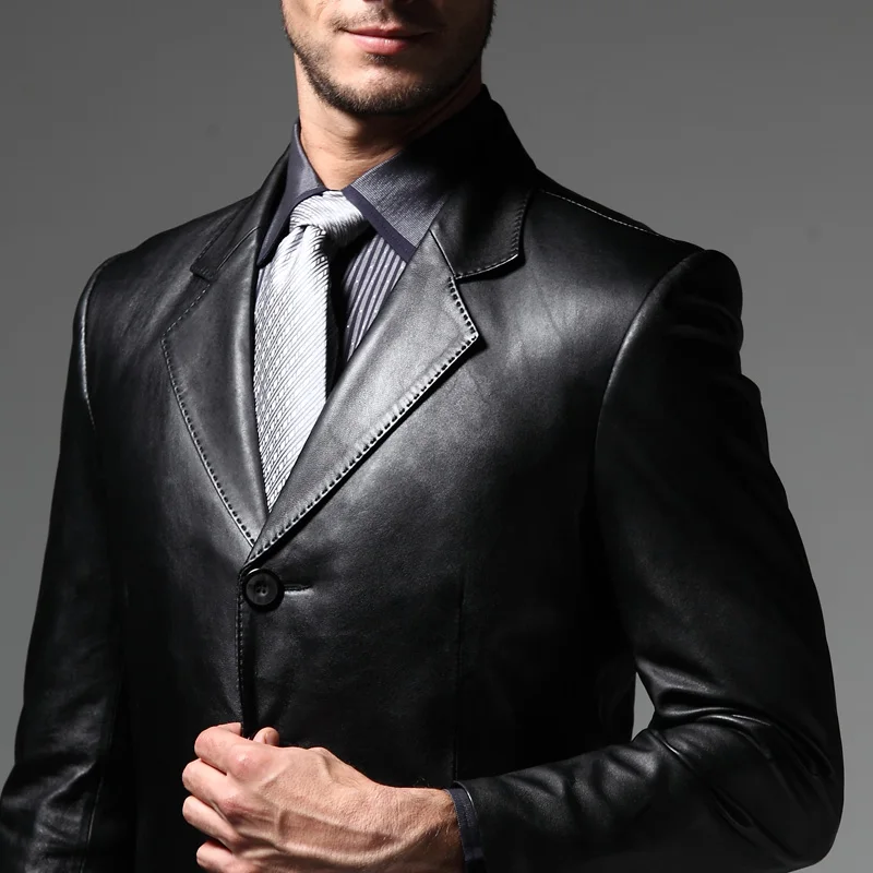 leather suit male sheep skin leather 