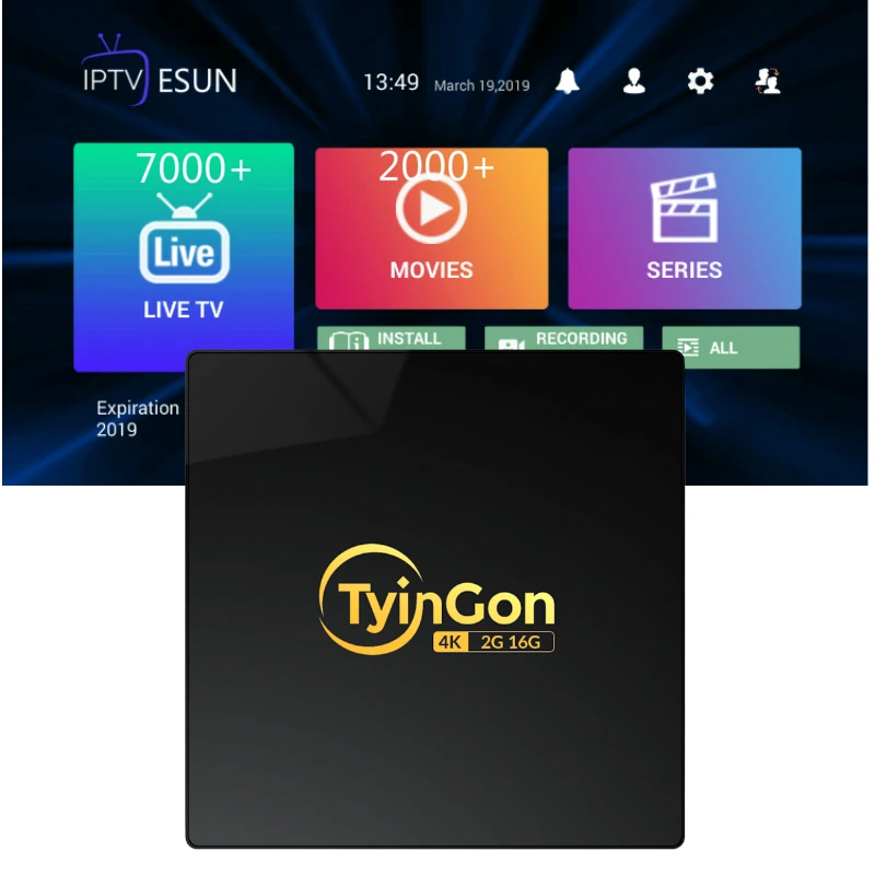 TyinGon 2019 Android tv box 2G16G 4K H.265 Smart tv box телеприставка с 1 год iptv летнее время купить сейчас получить подарок на 1 год