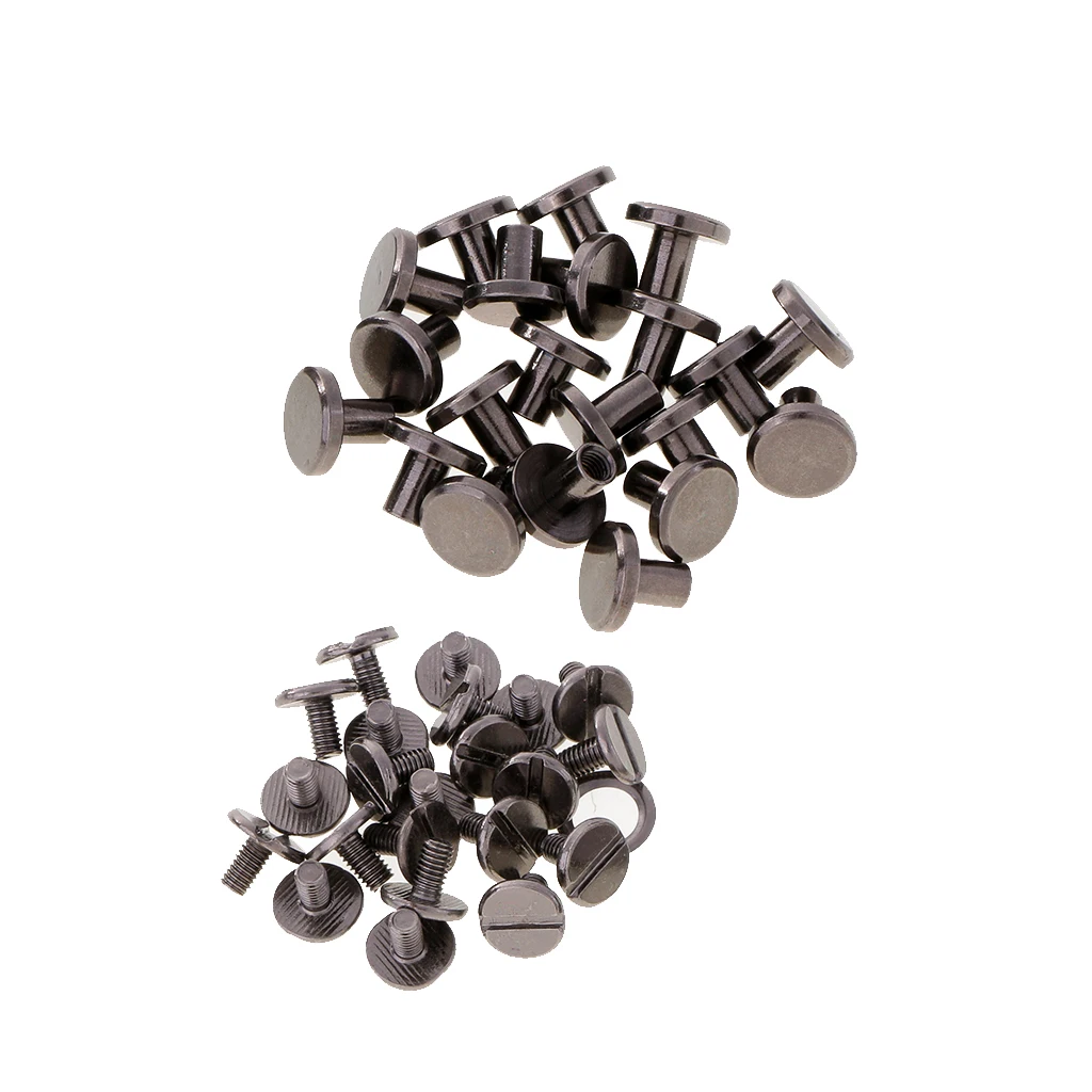20 Sets Round Head Stud Screw Leather Craft Accessories Nail Rivet Button Decoration Grey Black