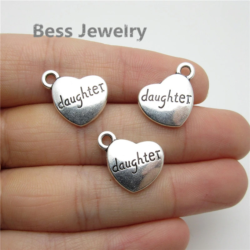 30pcs(18*18mm) Antique Silver Love daughter Charm fit for pandora style