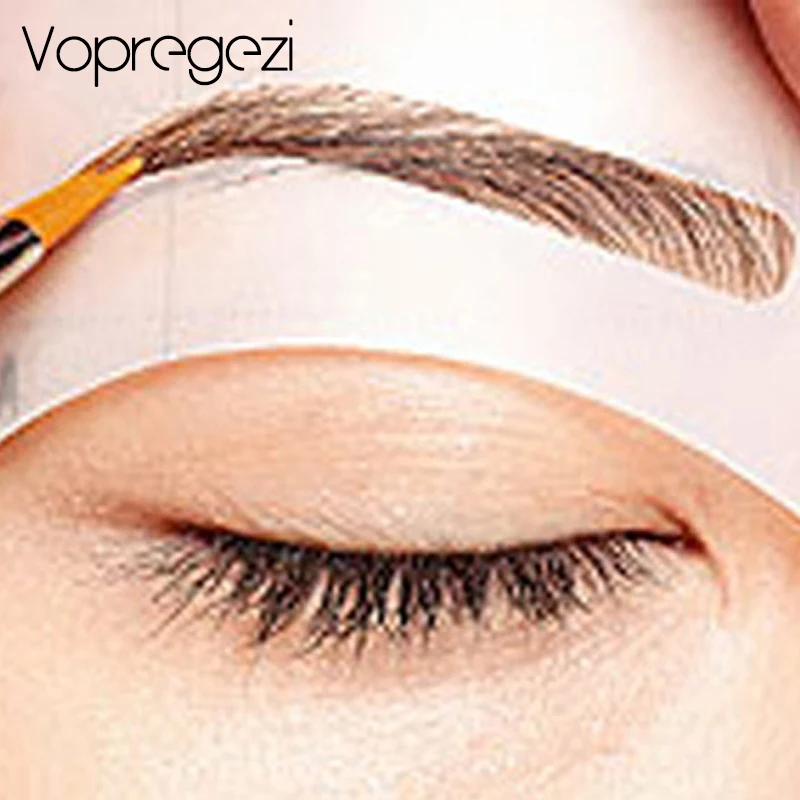 4Pcs Vopregezi Pro Reusable Eyebrow Stencil Set Eye Brow Mold DIY Drawing Guide Styling Shaping Template Card Makeup Beauty Kit