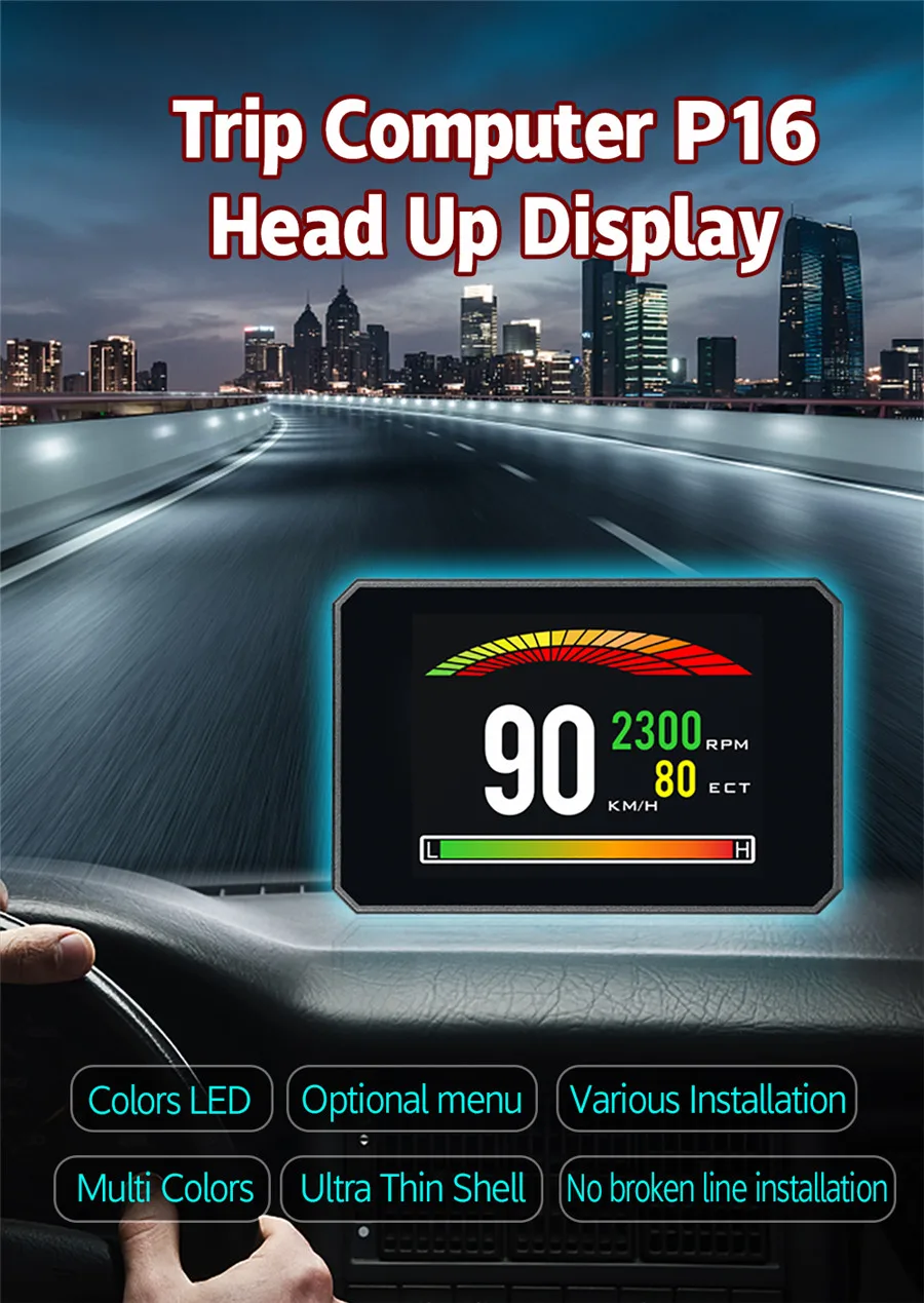 3,9 дюймов OBD2 HUD HD дисплей на лобовое стекло автомобиля скорость проектор на лобовое стекло дисплей на лобовое стекло скорость метр Автоматическая сигнализация температура воды масла