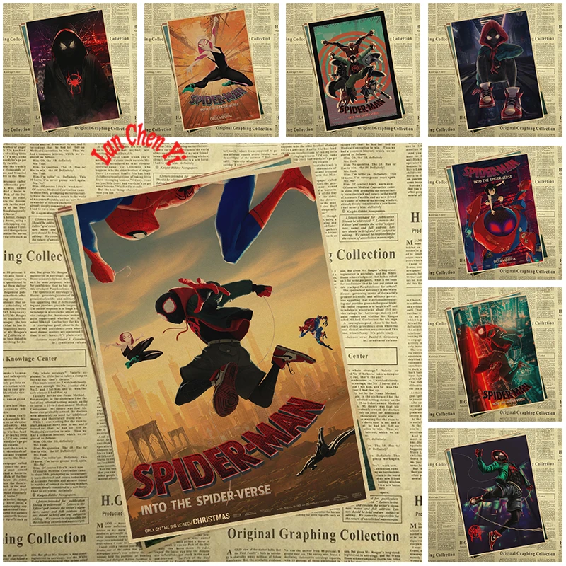 

Spider-Man Into the Spider-Verse Kraft Paper Poster Cafe Creative wallpaper Interior Decoration
