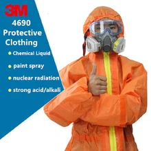 3M 4690 оранжевый защитный комбинезон с сильной кислотой и щелочью, устойчивый к химическому излучению, костюм для биологической защиты