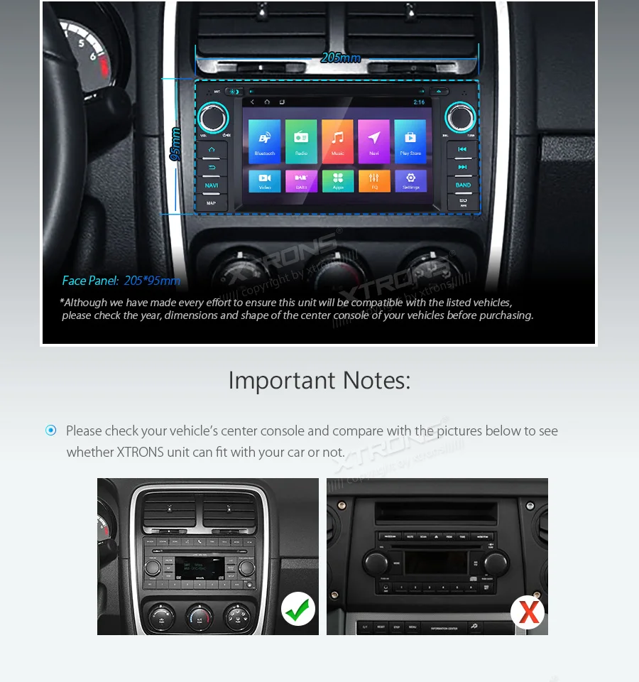 Best XTRONS 6.2" Android 8.1 Car Radio DVD Player RCA GPS Navigation for JEEP Commander Grand Cherokee DODGE Caliber Chrysler 3