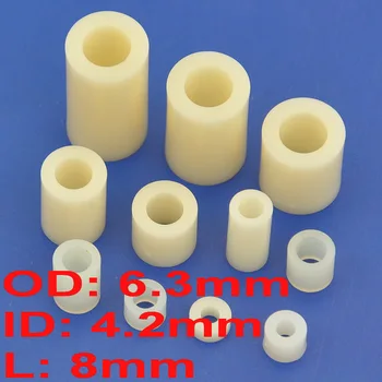 

( 1000 pcs/lot ) 8mm Nylon Round Spacer, OD 6.3mm, ID 4.2mm, for M4 Screw.