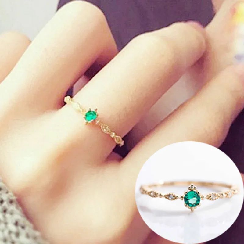 Шикарные Изящные милые женские Модные Позолоченные зеленые кольца нежные кольца Свадебные ювелирные изделия Модные ювелирные изделия подарок обручальные кольца