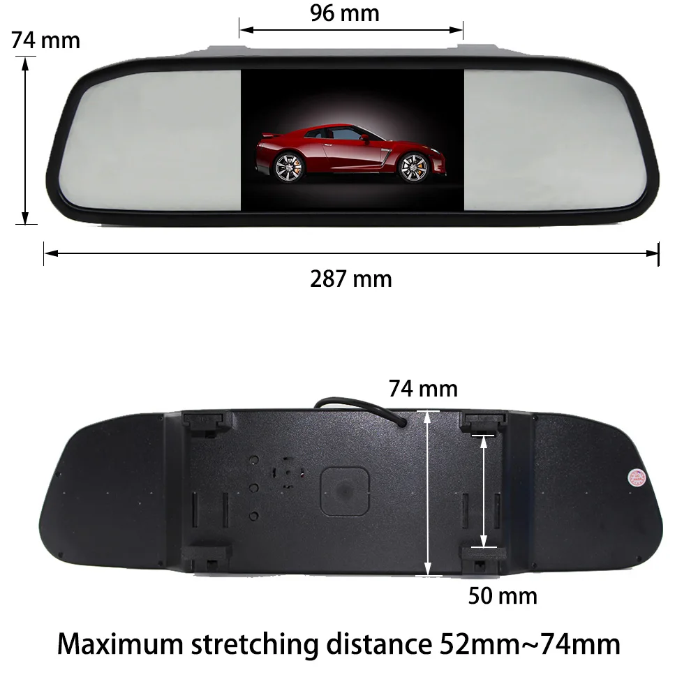 LiisLee Car Parking Assistance System 4.3 Inc TFT LCD Car Reverse Mirror Rearview Monitor (3)