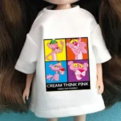 1 шт., футболка Blyth Doll, одежда для Barbi, рубашка для Azone 1/6, Одежда для куклы, Pullip, аксессуары для куклы Барби - Цвет: T-shirt Pink Panther