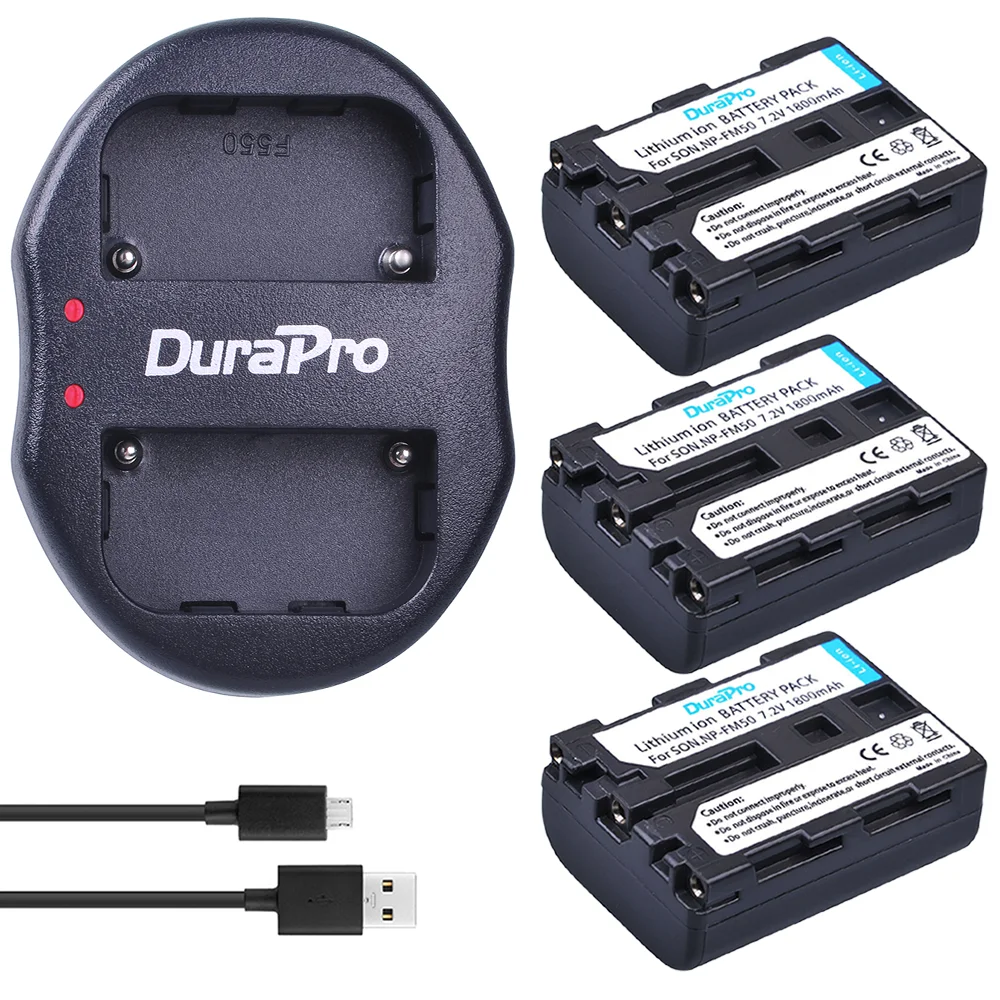 3pcs NP FM50 NP FM50 NPFM50 Rechargeable Li ion Camera Battery + USB