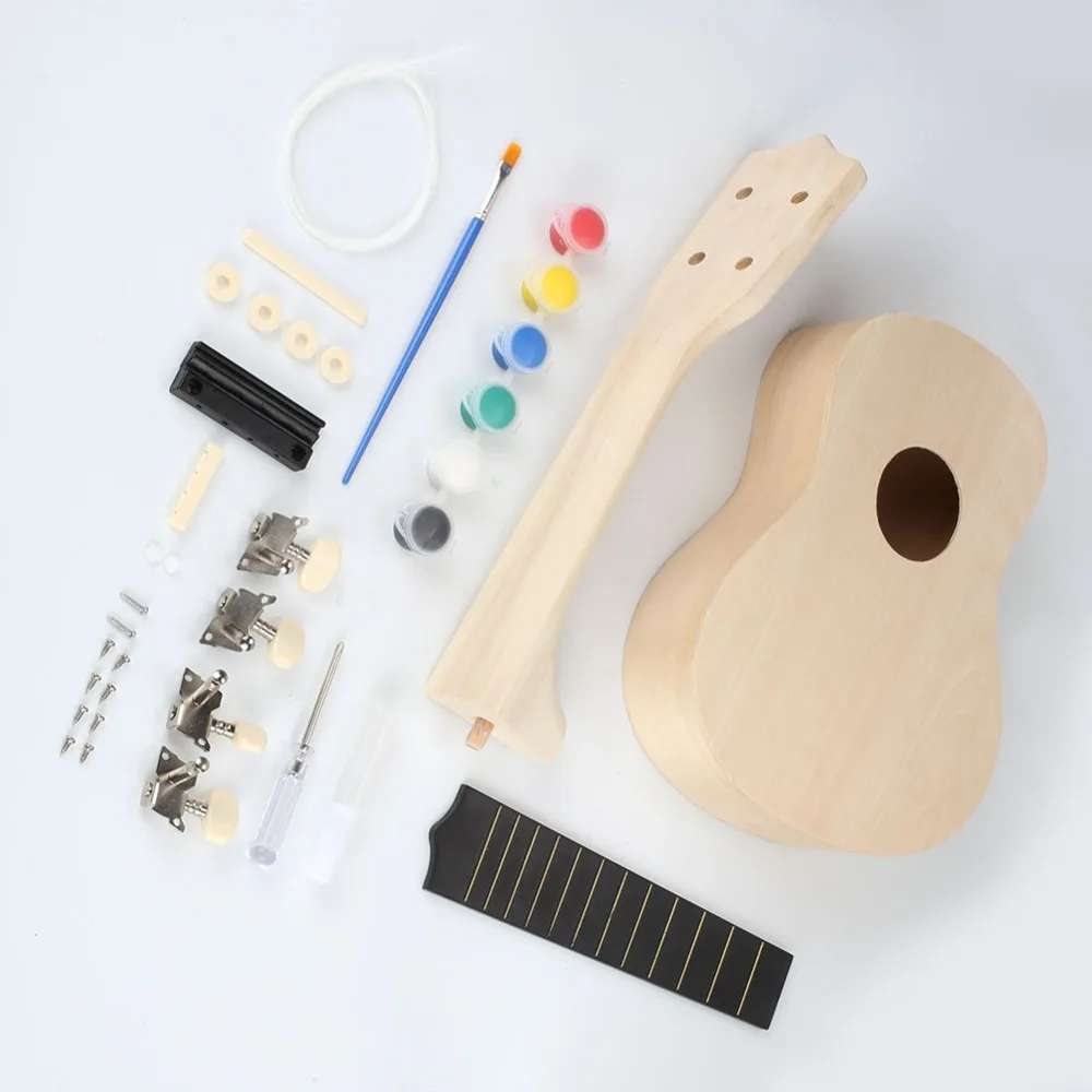 

DIY 21 Inch Raw WoodSimple And Fun Raw Wood Color Ukulele DIY Kit Support Painting Assembly Improve Hands-On Ability For Amateur