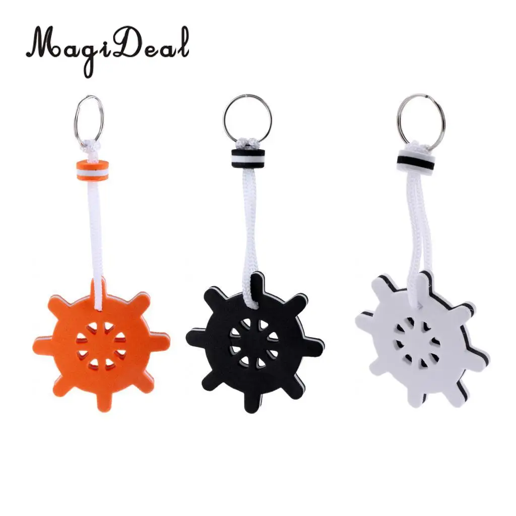 

MagiDeal Hot Sale EVA Shaped Marine Boating Keyring Floating Key Ring Float for Sailing Surf Black/Orange/White