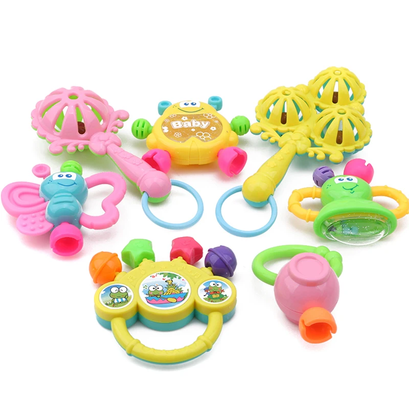 7Pcs/set Baby Rattle Toy Cute Infant Kid Hand Ringing Mobile Rattles