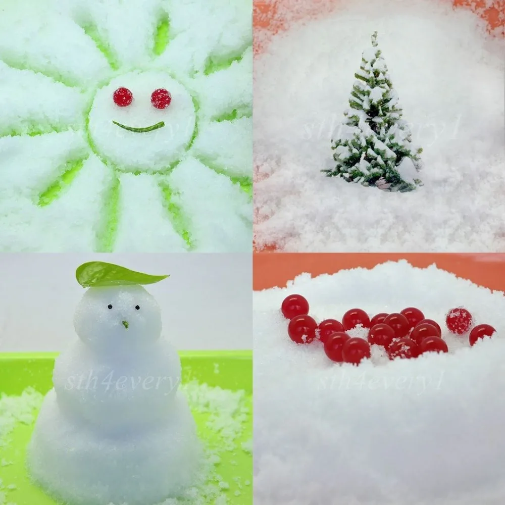decoración de Navidad artificial NBRR Polvo de nieve instantáneo polvo de nieve falso para decoración de fiesta/artes y manualidades polvo de nieve mágico de Navidad reutilizable 